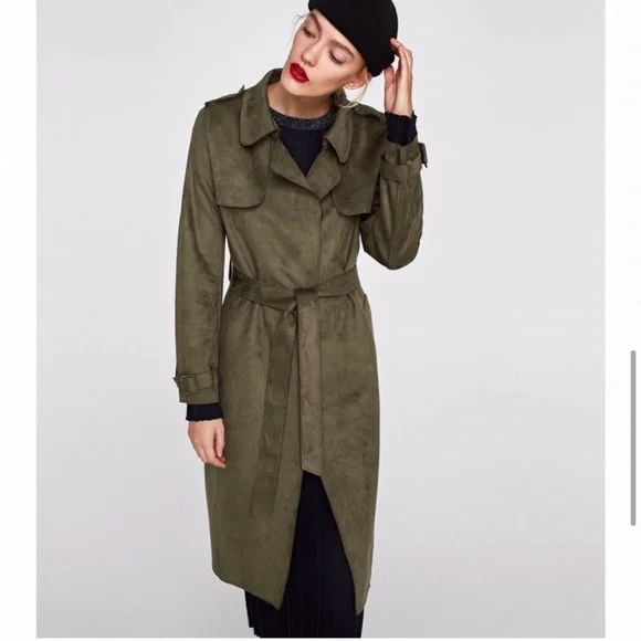 Zara Jackets Coats Zara Green Trench Coat Poshmark